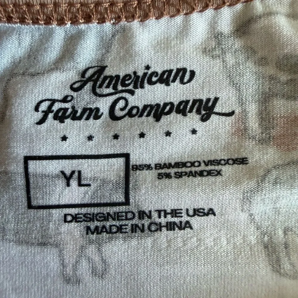 American Farm Company Two-Piece Bamboo Pajama Set Pink YL NWT IN PACKAGE